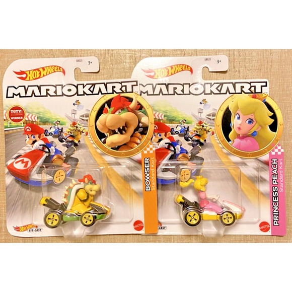 Other - BOWSER & PRINCESS PEACH Hot Wheels Mario Kart Die-Cast Race Karts Cars